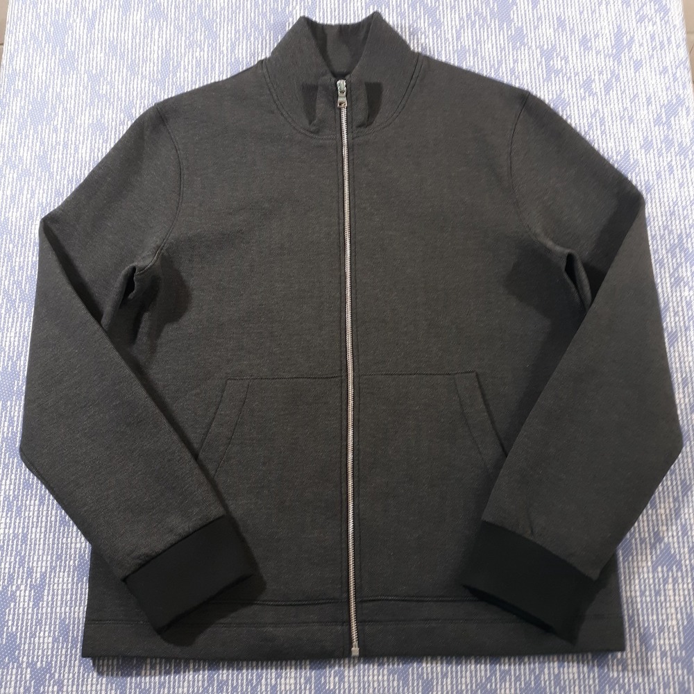Banana Republic Herringbone Jacket Full Zip Gray Mens Size XL Stretch Bomber